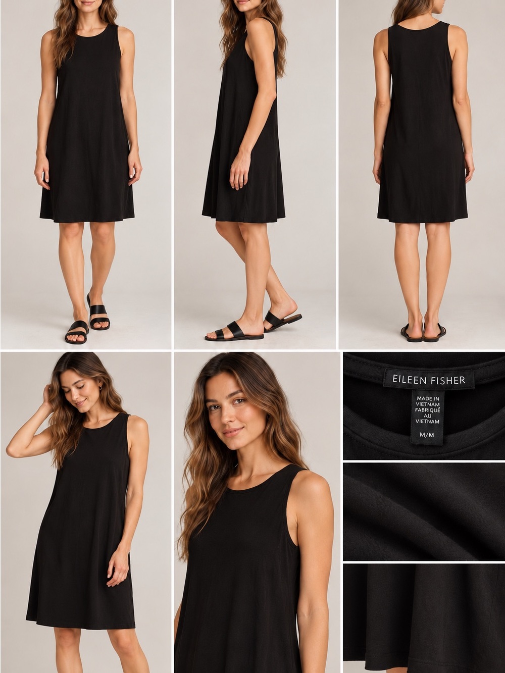 Eileen Fisher Black Sleeveless A-Line Swim Coverup